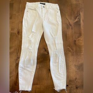 Express White Ripped Skinny Jeans